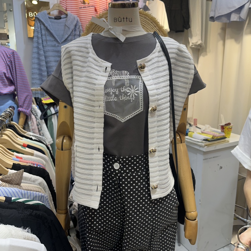 BUTTU/10 OCLOCK韓國直郵實拍女裝新品休閑時尚馬甲歐根紗BUTTU/10 OCLOCK馬甲圖色1