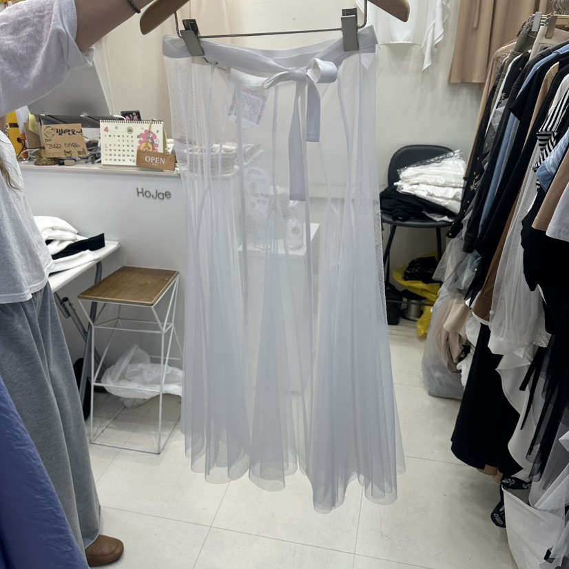 HOJAE韓國東大門直郵女士新款休閑人氣熱賣長裙荷葉邊裹身裙MID-LEVEL JUMP長裙圖色1