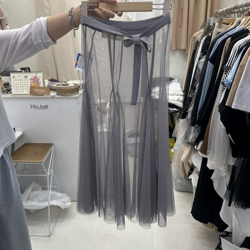 HOJAE韓國東大門直郵女士新款休閑人氣熱賣長裙荷葉邊裹身裙MID-LEVEL JUMP長裙圖色2