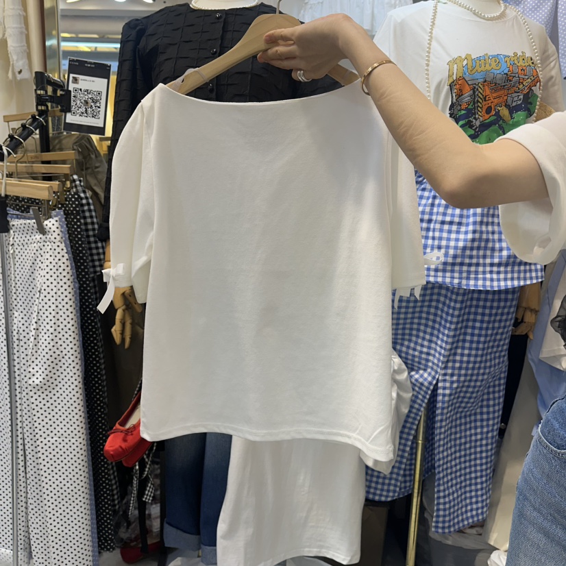 BUTTU/10 OCLOCK韓國直郵女裝新品推薦休閑職業T恤絲帶BUTTU/10 OCLOCKT恤