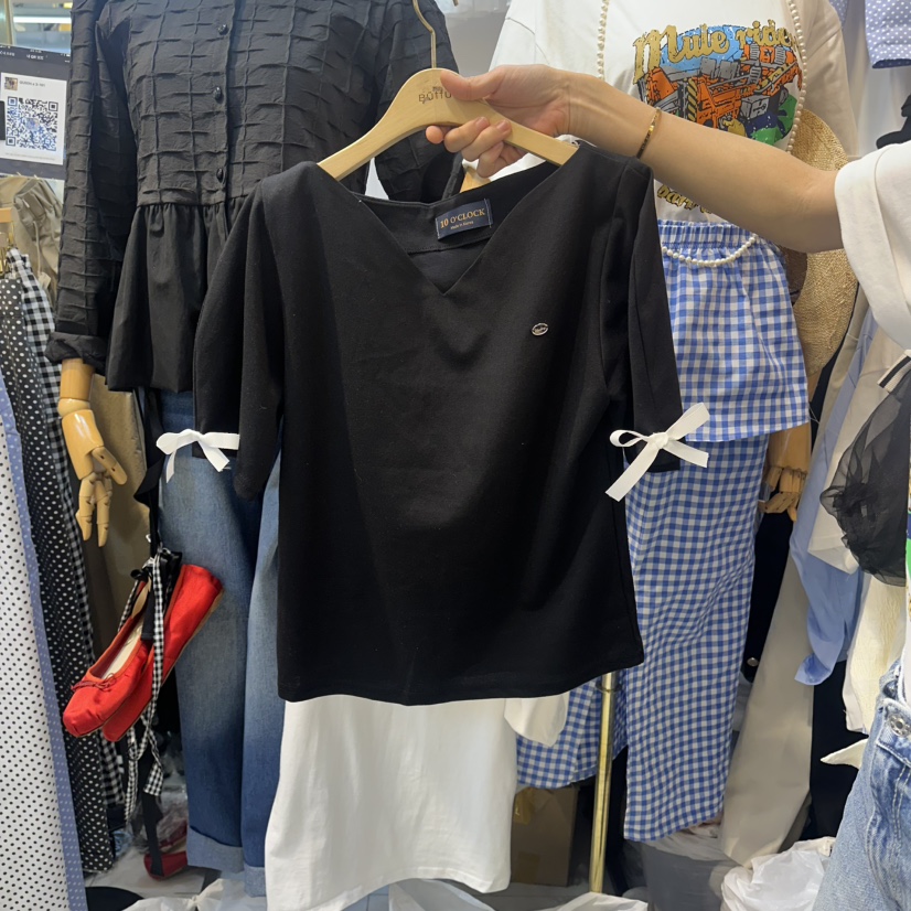 BUTTU/10 OCLOCK韓國直郵女裝新品推薦休閑職業T恤絲帶BUTTU/10 OCLOCKT恤圖色2