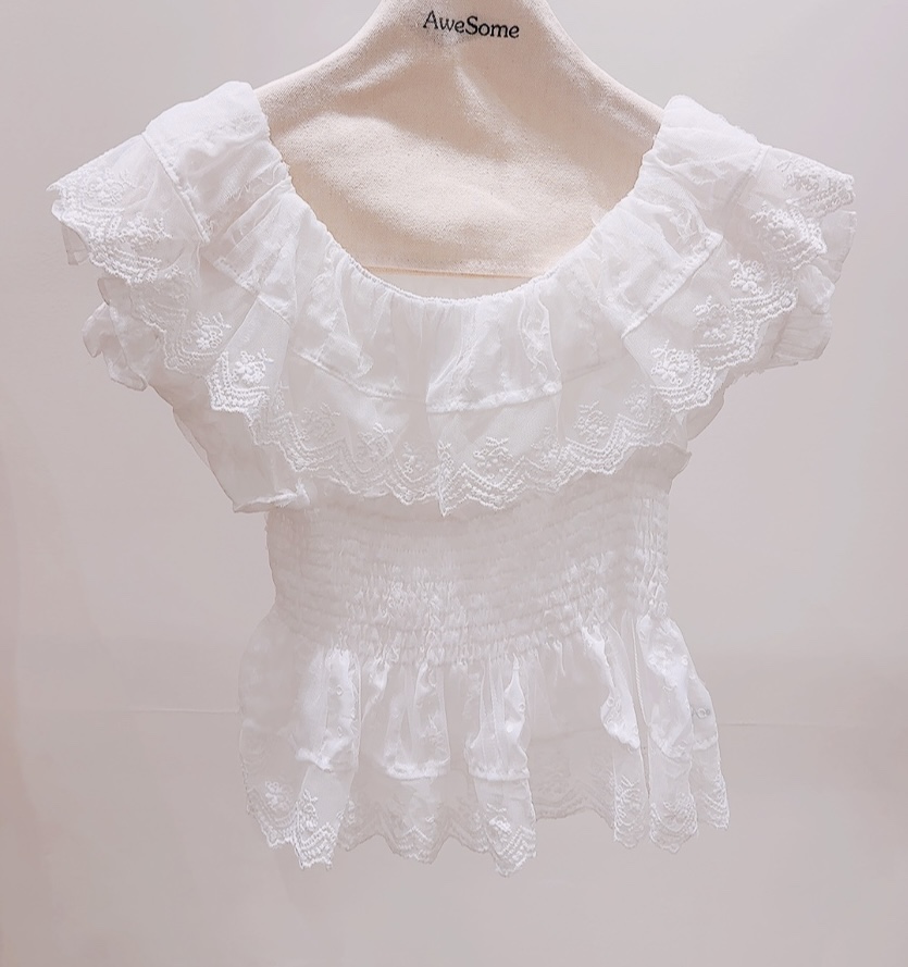 AWESOME-P韓國東大門直郵女士新品推薦時尚26春夏，26夏季襯衫蕾絲衫AWESOME-P襯衫/蕾絲衫圖色2