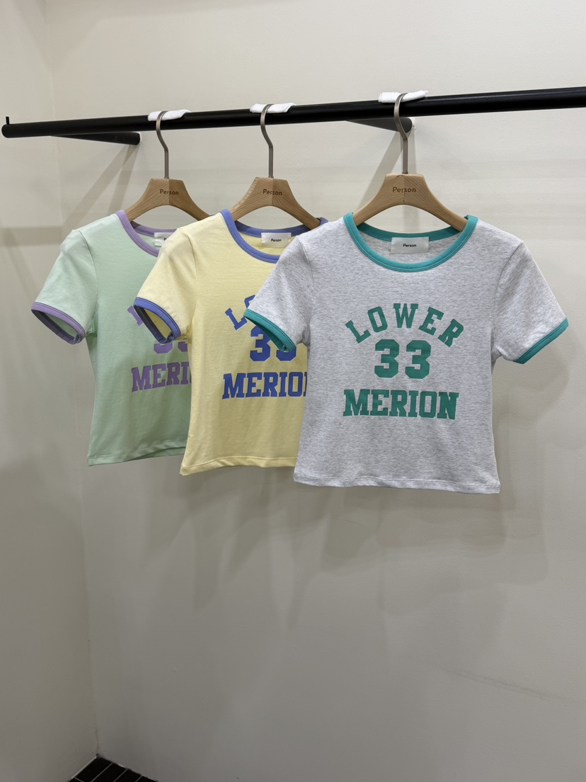 PERSON韓國東大門直郵女裝新款人氣推薦職業26春夏，26夏季T恤撞色PERSONT恤