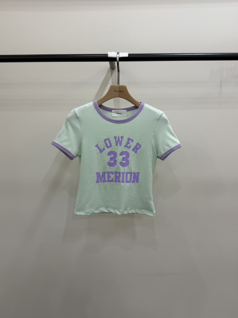 PERSON韓國東大門直郵女裝新款人氣推薦職業26春夏，26夏季T恤撞色PERSONT恤圖色2