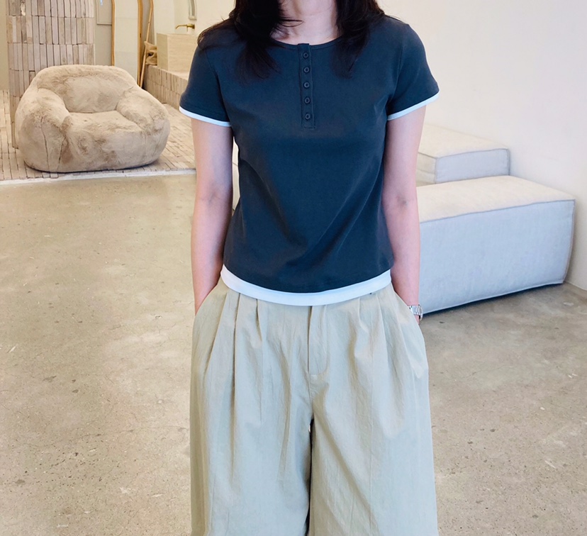 GLAD SOME韓國東大門代購女士新品時尚熱賣休閑職業T恤紐扣GLAD SOMET恤