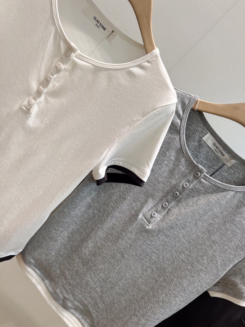 GLAD SOME韓國東大門代購女士新品時尚熱賣休閑職業T恤紐扣GLAD SOMET恤