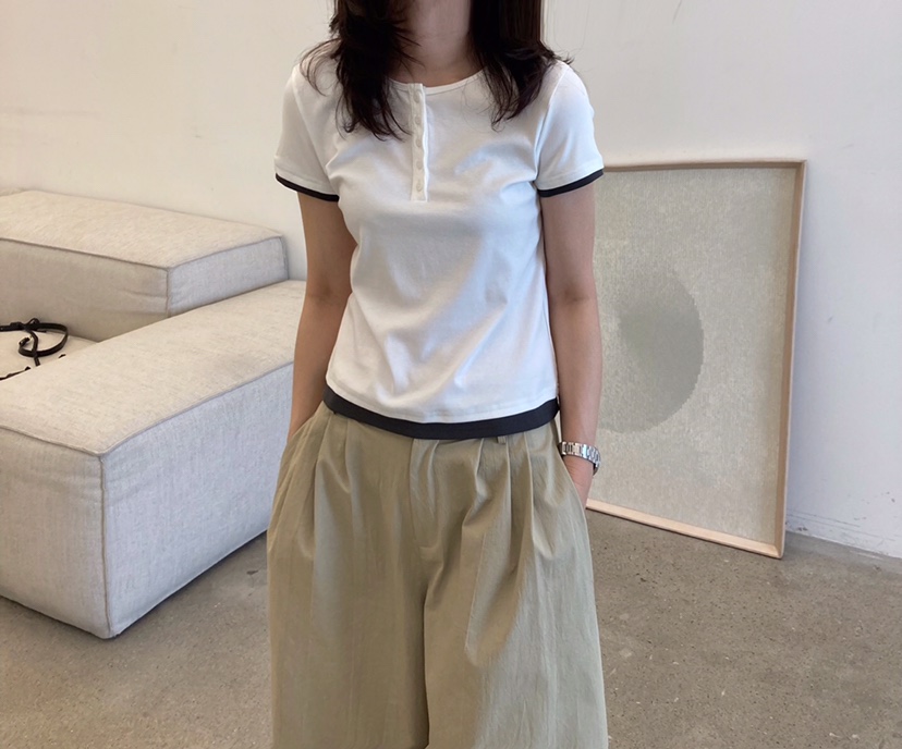 GLAD SOME韓國東大門代購女士新品時尚熱賣休閑職業T恤紐扣GLAD SOMET恤圖色2