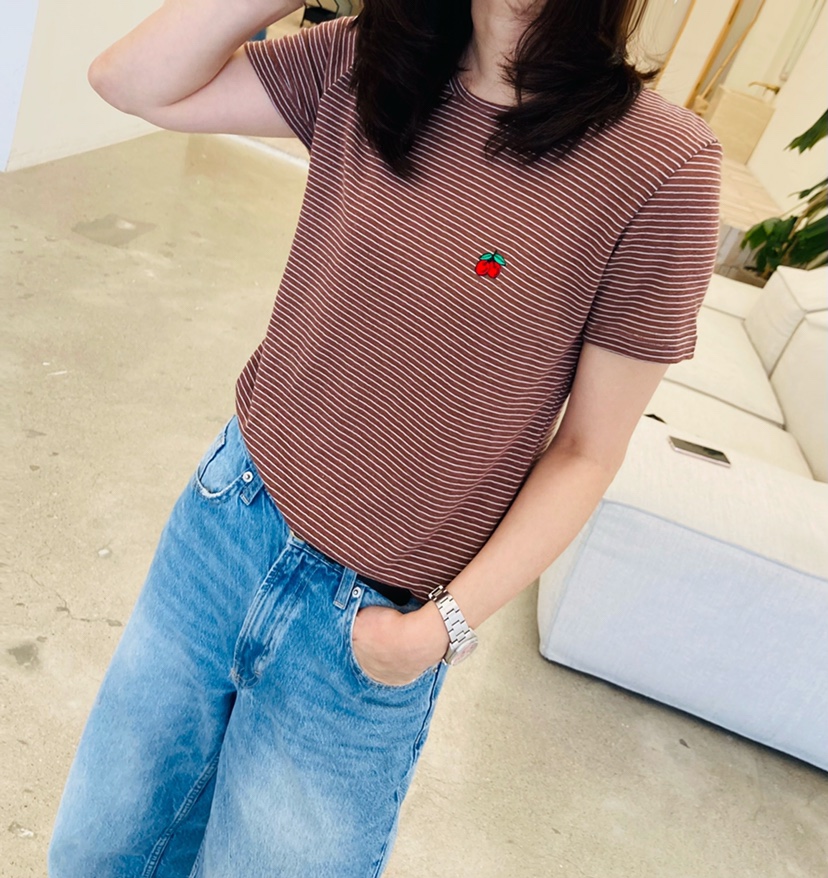 GLAD SOME韓國直郵女裝新款休閑職業熱賣時尚人氣T恤條紋GLAD SOMET恤