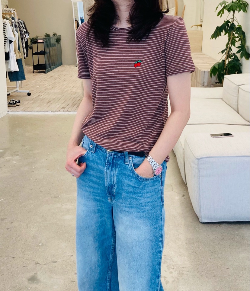 GLAD SOME韓國直郵女裝新款休閑職業熱賣時尚人氣T恤條紋GLAD SOMET恤