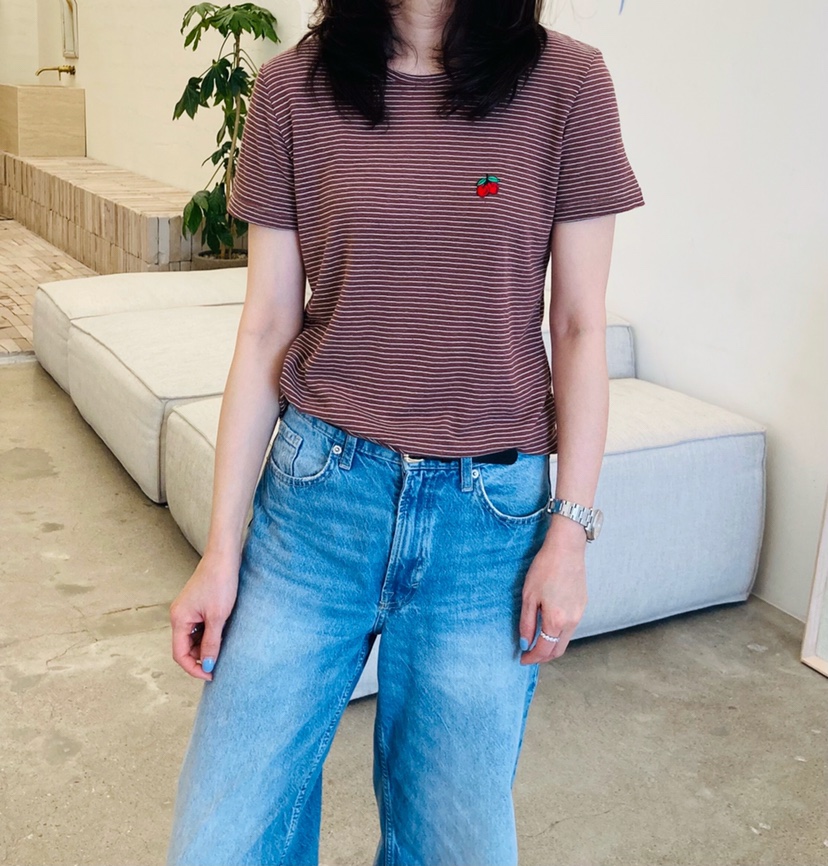 GLAD SOME韓國直郵女裝新款休閑職業熱賣時尚人氣T恤條紋GLAD SOMET恤圖色2