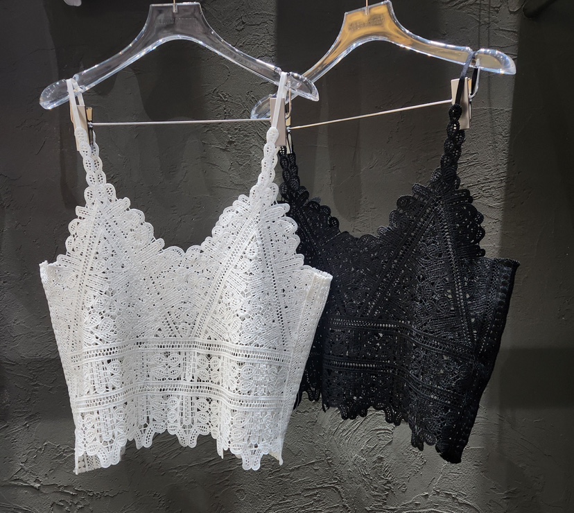 BLACK RIBBON-A韓國直郵女士新款休閑吊帶背心手工蕾絲BLACK RIBBON-A吊帶/背心