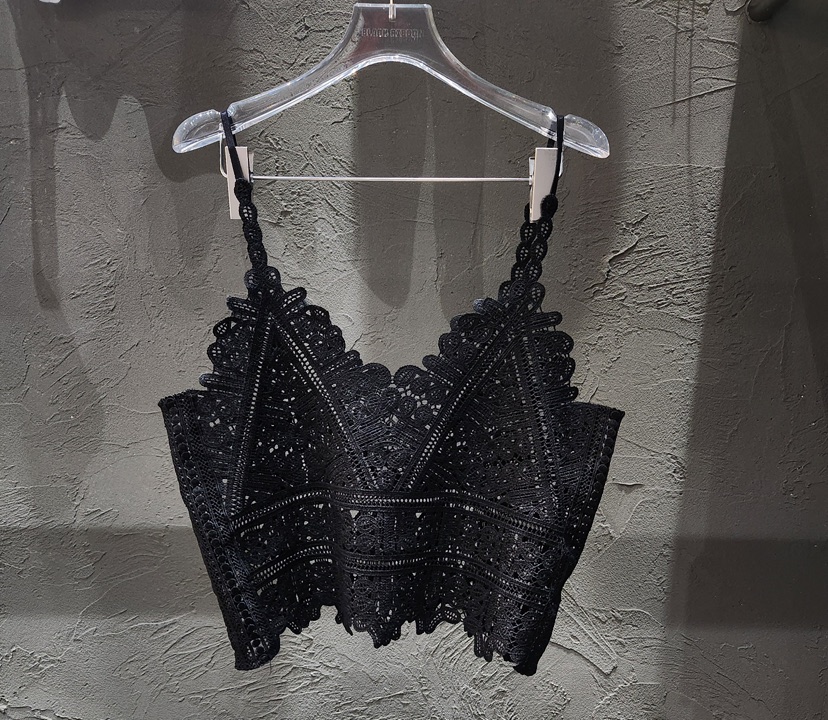 BLACK RIBBON-A韓國直郵女士新款休閑吊帶背心手工蕾絲BLACK RIBBON-A吊帶/背心圖色2