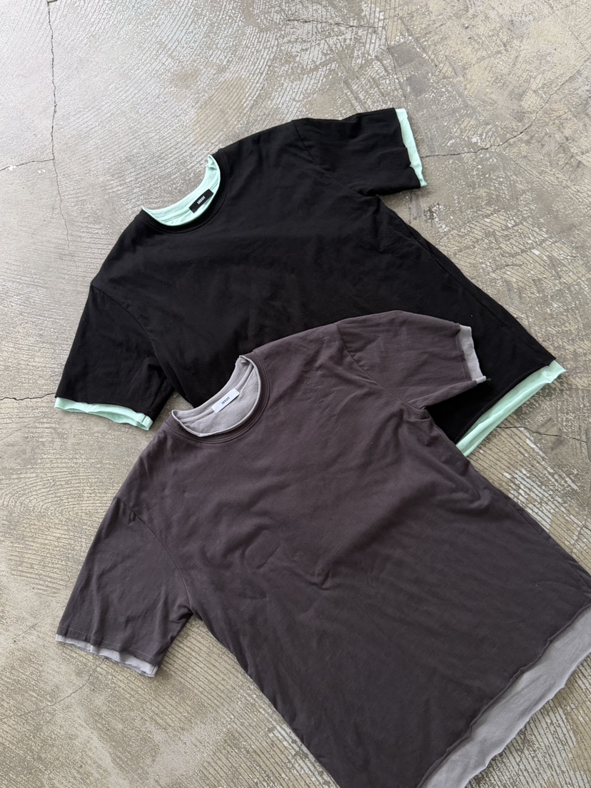 SEEOT韓國直郵實拍女裝新品時尚26春夏，26夏季T恤男女同款雙層SEEOTT恤