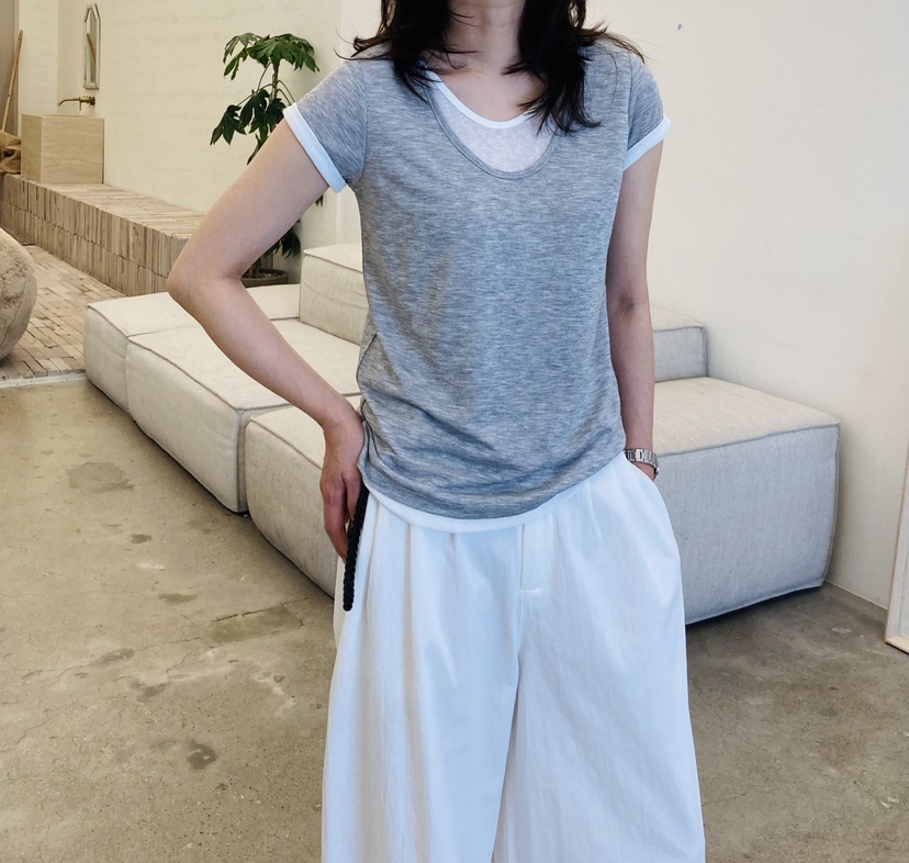 GLAD SOME韓國直郵女裝新品休閑人氣時尚熱賣T恤假兩件撞色GLAD SOMET恤