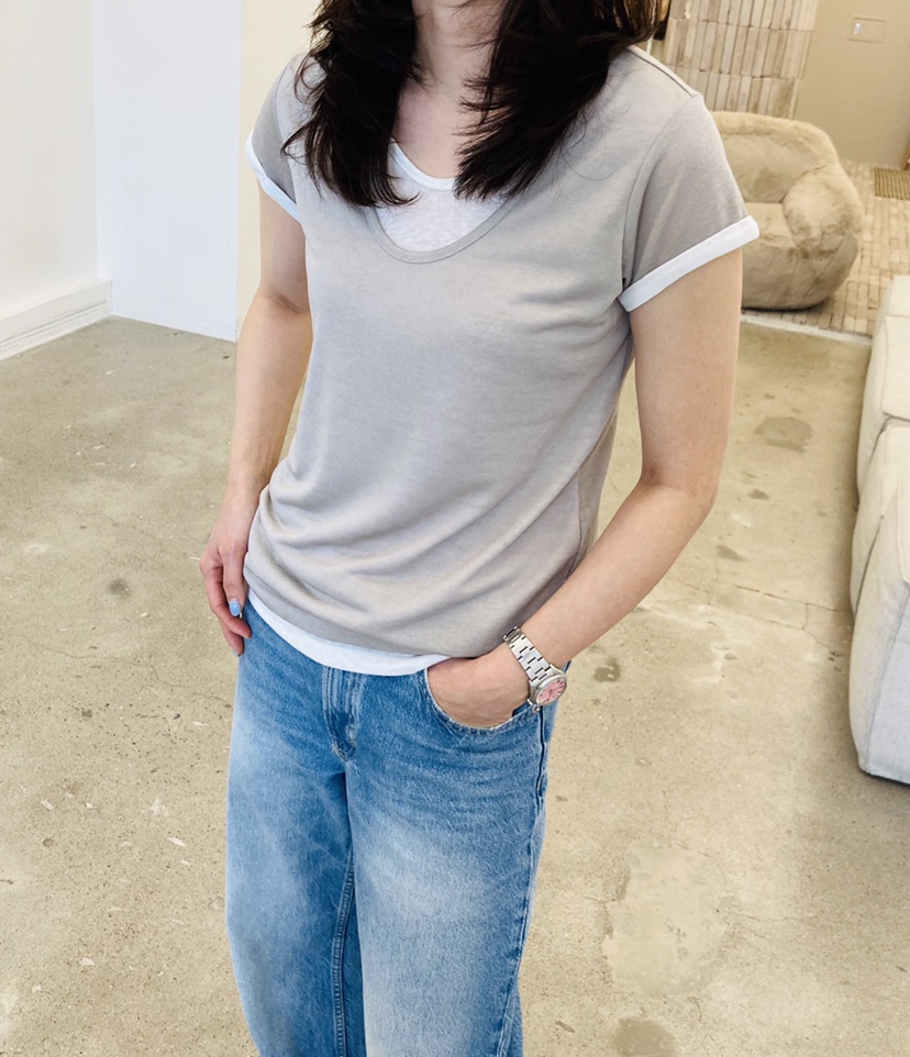 GLAD SOME韓國直郵女裝新品休閑人氣時尚熱賣T恤假兩件撞色GLAD SOMET恤