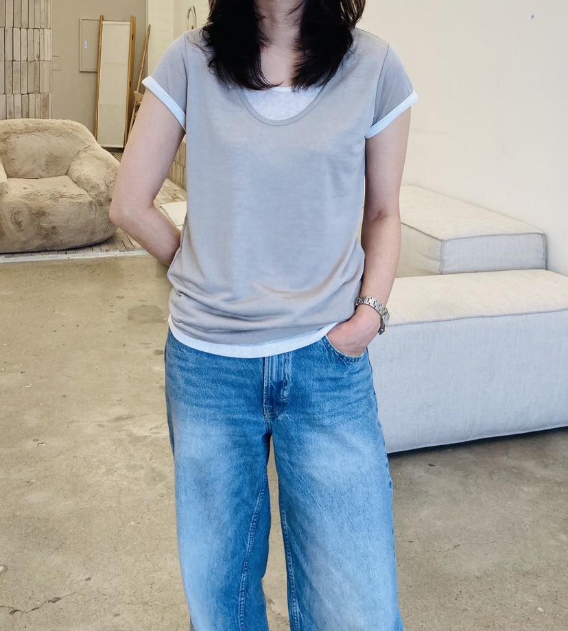 GLAD SOME韓國直郵女裝新品休閑人氣時尚熱賣T恤假兩件撞色GLAD SOMET恤