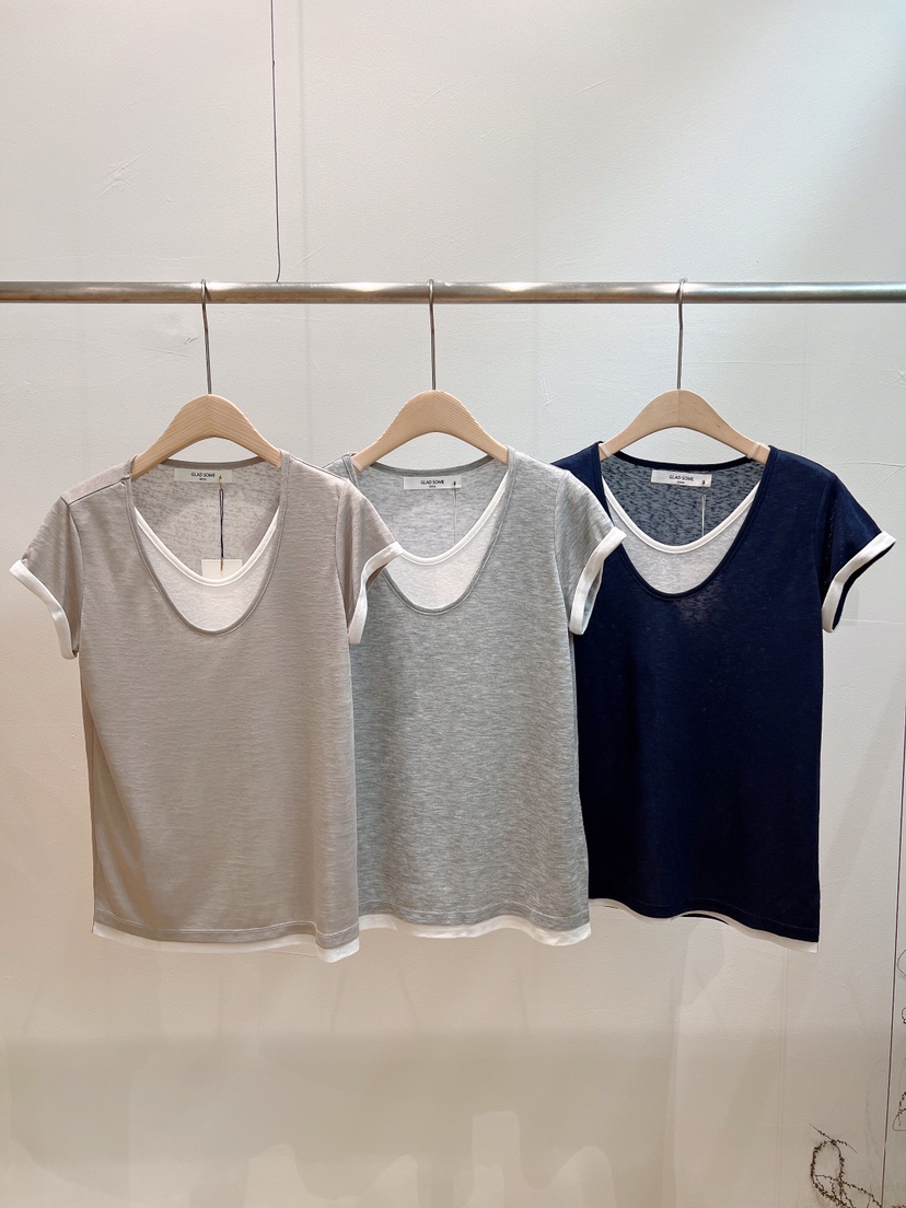 GLAD SOME韓國直郵女裝新品休閑人氣時尚熱賣T恤假兩件撞色GLAD SOMET恤