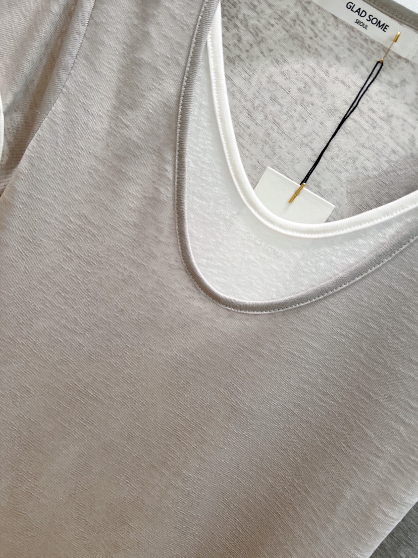 GLAD SOME韓國直郵女裝新品休閑人氣時尚熱賣T恤假兩件撞色GLAD SOMET恤