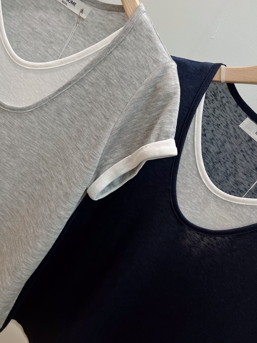 GLAD SOME韓國直郵女裝新品休閑人氣時尚熱賣T恤假兩件撞色GLAD SOMET恤