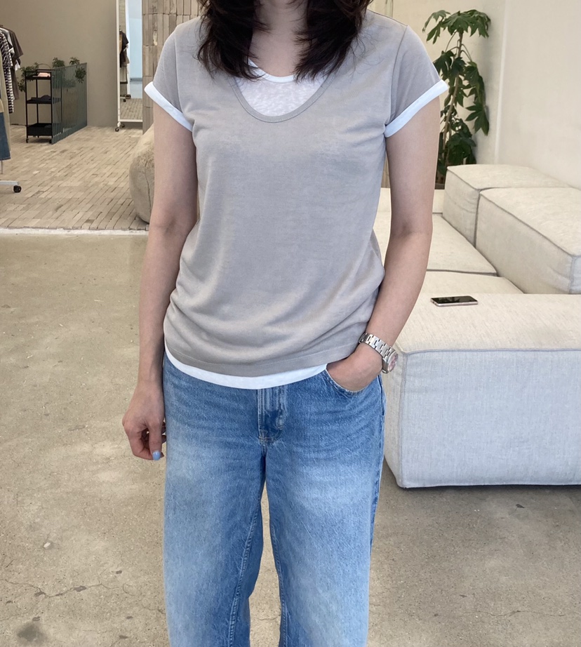 GLAD SOME韓國直郵女裝新品休閑人氣時尚熱賣T恤假兩件撞色GLAD SOMET恤圖色3