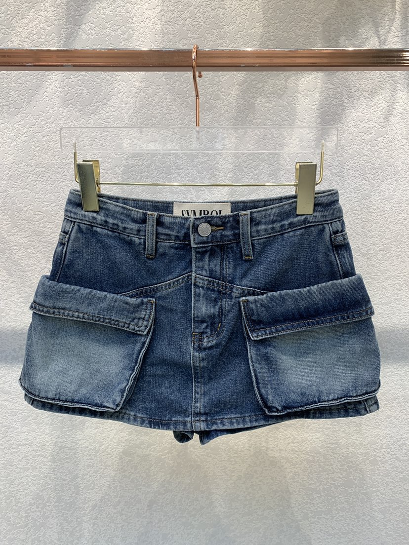 SYMBOL韓國直郵女裝新品人氣休閑26春夏，26夏季裙褲口袋SYMBOL裙褲圖色1