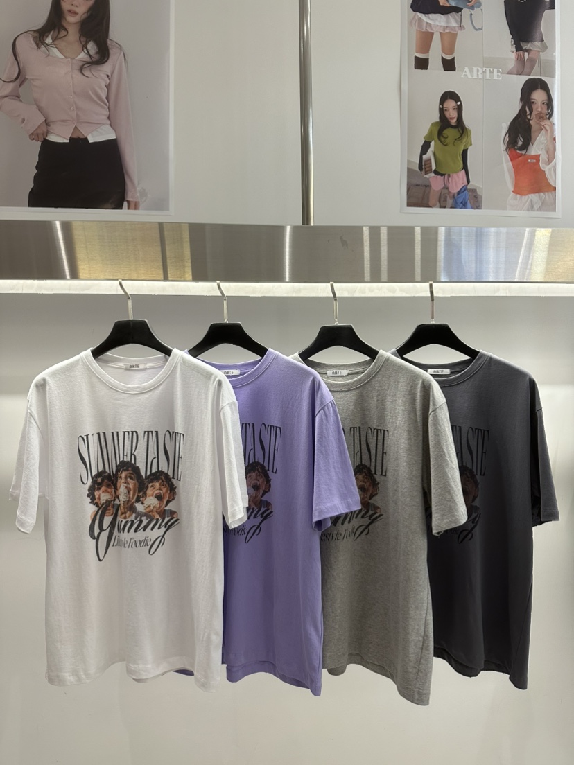 ARTE STUDIO/ATTENTION EDITORIAL韓國東大門直郵女士新款26春夏，26夏季T恤ARTE StudioT恤圖色4左四色