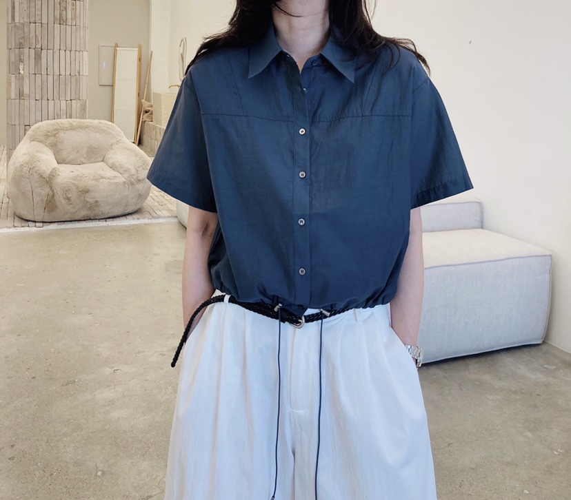 GLAD SOME韓國代購女裝新款熱賣時尚休閑襯衫蕾絲衫抽繩GLAD SOME襯衫/蕾絲衫