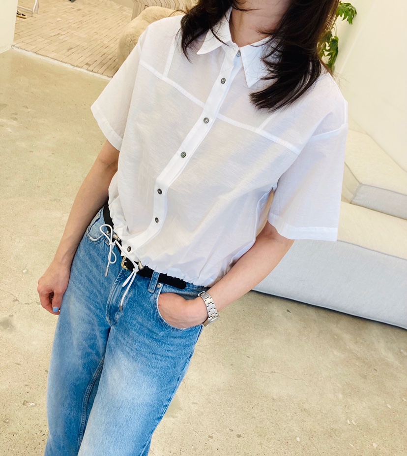 GLAD SOME韓國代購女裝新款熱賣時尚休閑襯衫蕾絲衫抽繩GLAD SOME襯衫/蕾絲衫