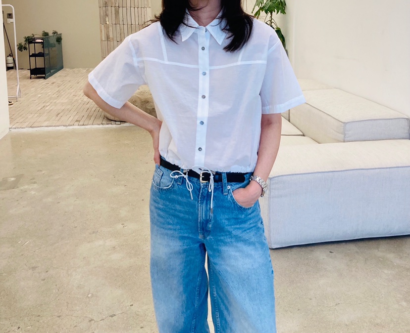 GLAD SOME韓國代購女裝新款熱賣時尚休閑襯衫蕾絲衫抽繩GLAD SOME襯衫/蕾絲衫