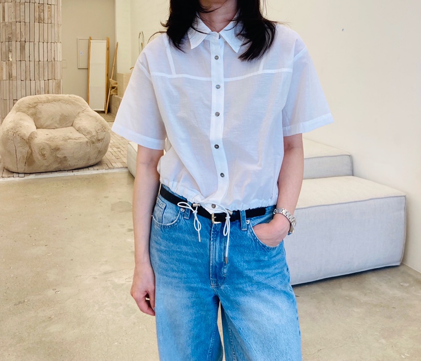 GLAD SOME韓國代購女裝新款熱賣時尚休閑襯衫蕾絲衫抽繩GLAD SOME襯衫/蕾絲衫圖色2