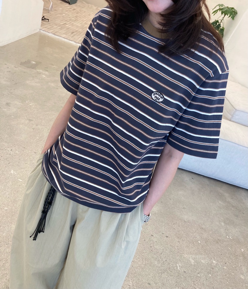 GLAD SOME韓國東大門代購女裝新款26春夏，26夏季T恤條紋GLAD SOMET恤