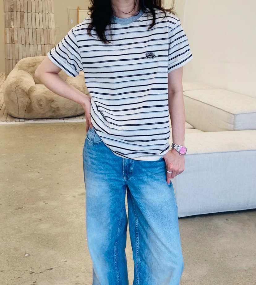 GLAD SOME韓國東大門代購女裝新款26春夏，26夏季T恤條紋GLAD SOMET恤圖色2