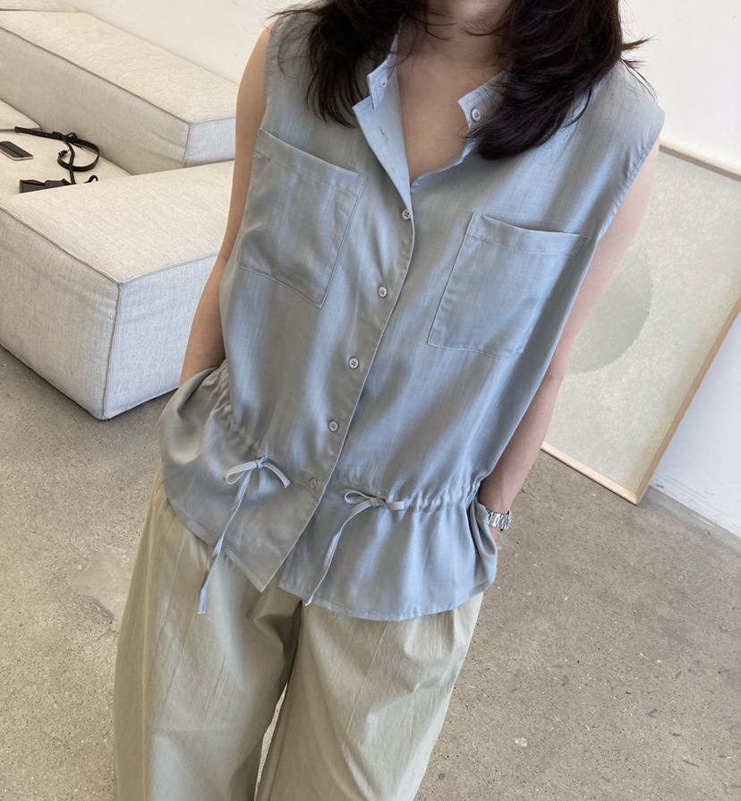 GLAD SOME韓國直郵實拍女士新品休閑推薦馬甲不含內搭亞麻GLAD SOME馬甲