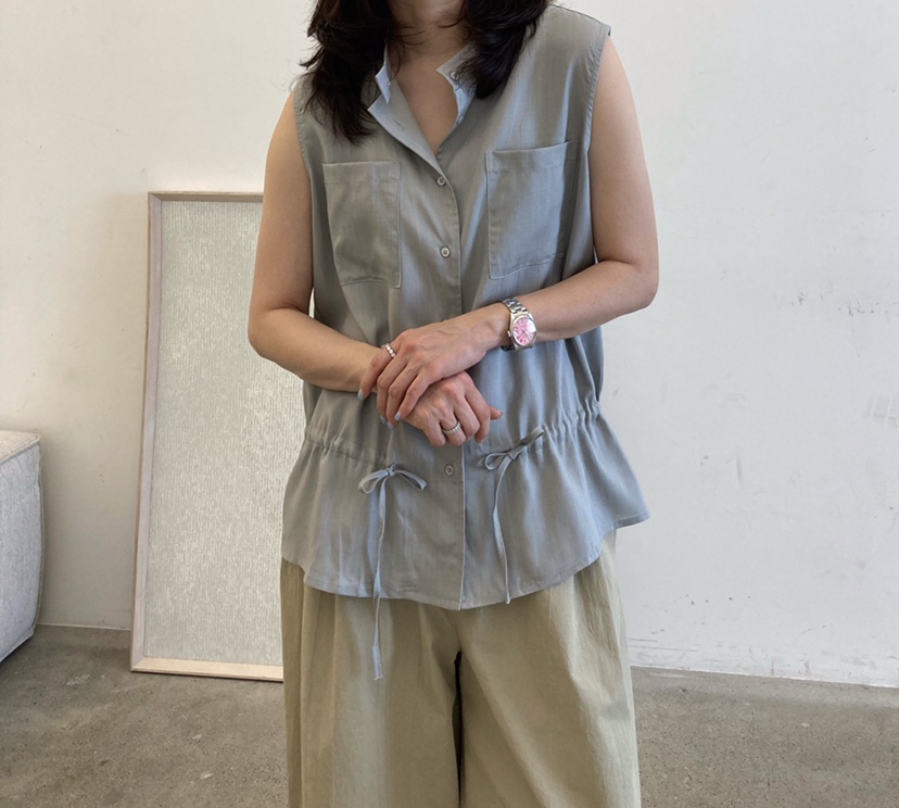 GLAD SOME韓國直郵實拍女士新品休閑推薦馬甲不含內搭亞麻GLAD SOME馬甲