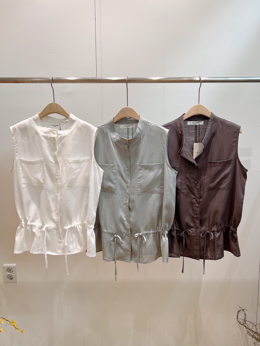 GLAD SOME韓國直郵實拍女士新品休閑推薦馬甲不含內搭亞麻GLAD SOME馬甲