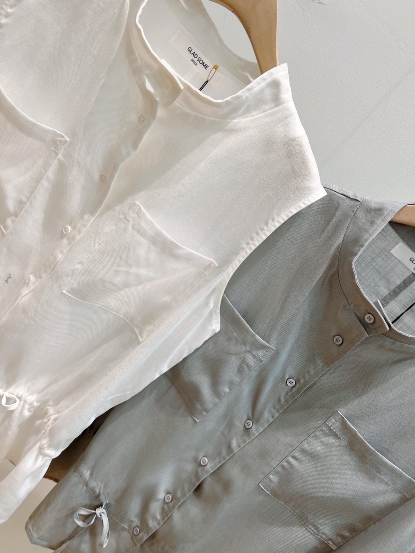 GLAD SOME韓國直郵實拍女士新品休閑推薦馬甲不含內搭亞麻GLAD SOME馬甲