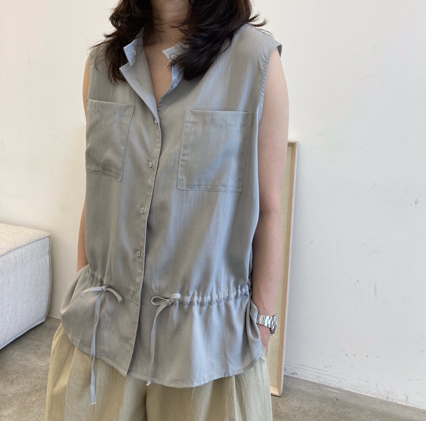 GLAD SOME韓國直郵實拍女士新品休閑推薦馬甲不含內搭亞麻GLAD SOME馬甲圖色3