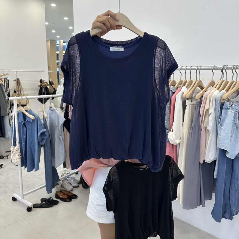 FUNNY POWDER韓國代購女裝新款推薦時尚職業人氣26春夏，26夏季針織衫THE FUNNY針織衫圖色5深藍色