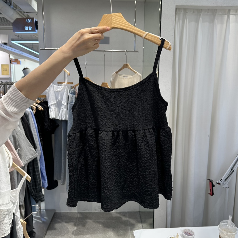 ELAN韓國東大門代購女裝新品人氣推薦職業熱賣吊帶背心褶皺ELAN吊帶/背心