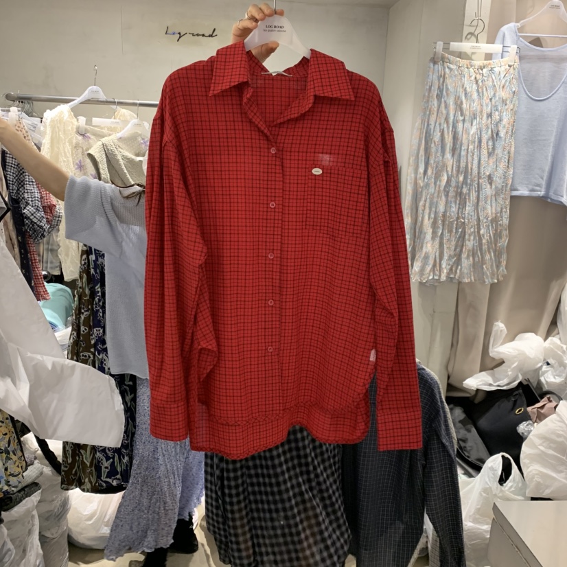 LOGROAD東大門實拍韓國女裝新款26春夏，26夏季襯衫蕾絲衫LOG ROAD襯衫/蕾絲衫圖色1