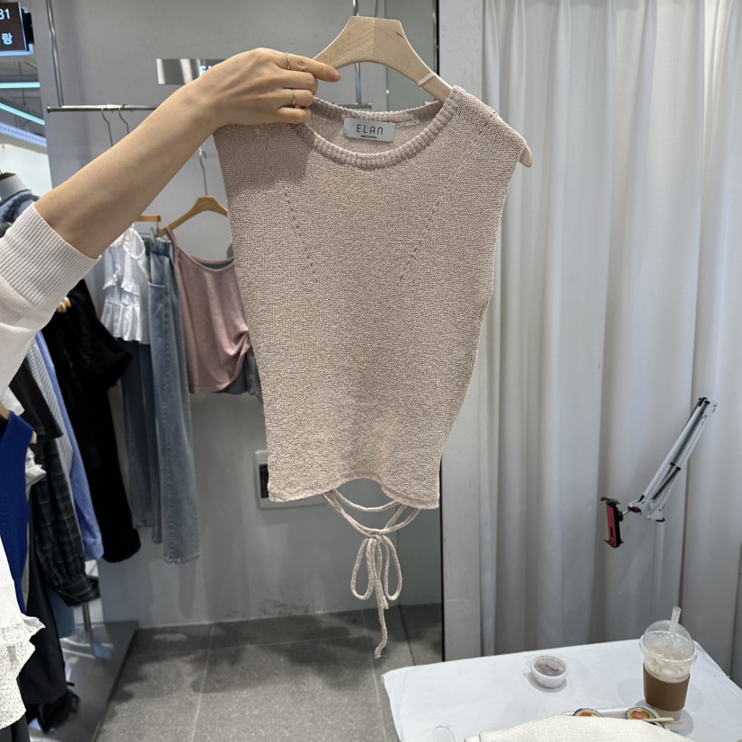 ELAN韓國代購女士新品推薦職業熱賣人氣吊帶背心無袖針織衫ELAN吊帶/背心圖色1