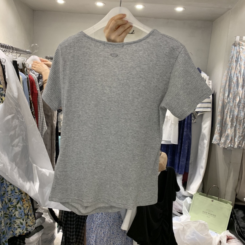 LOGROAD韓國直郵女裝新款職業熱賣時尚休閑人氣推薦T恤褶皺LOG ROADT恤