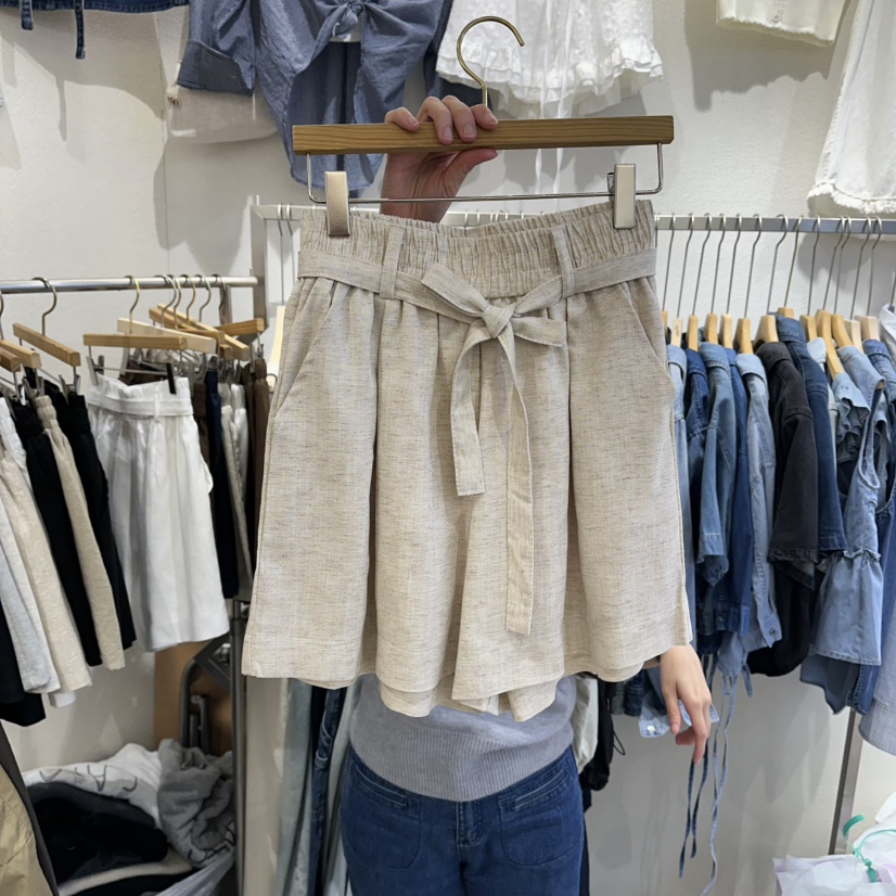 HIPTIQUE韓國直郵實拍女裝新款休閑職業時尚短褲含腰帶緞HIPTIQUE短褲圖色1