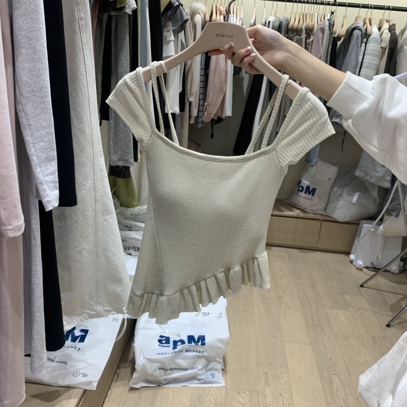 MEMOIRE韓國東大門代購女士新款職業26春夏，26夏季T恤褶皺MEMOIRET恤圖色3