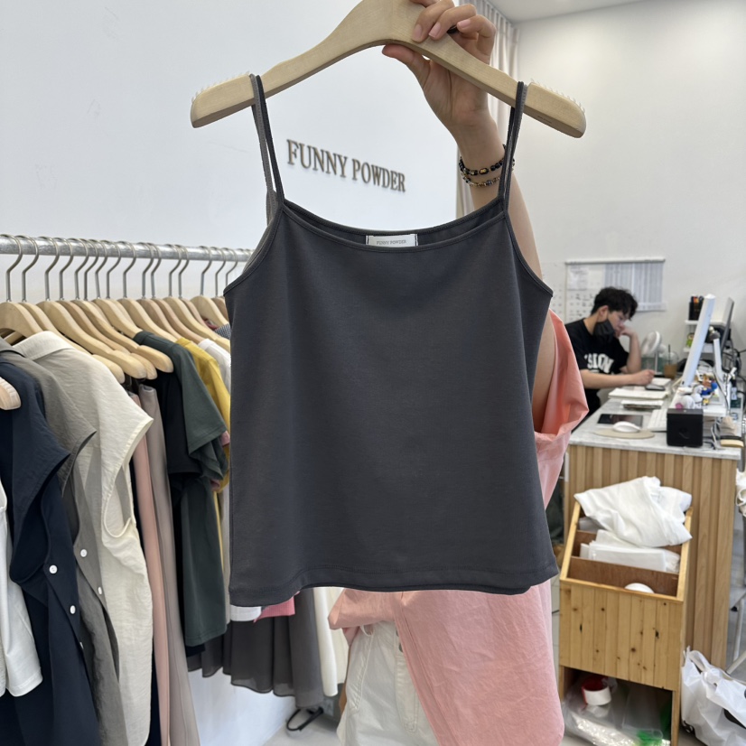FUNNY POWDER東大門實拍韓國女士新款人氣職業時尚吊帶背心THE FUNNY吊帶/背心圖色6墨色