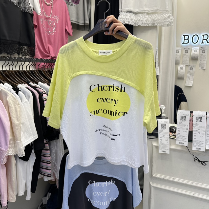 BORA BORA韓國東大門代購女士新款推薦時尚休閑T恤假兩件BORA BORAT恤圖色2