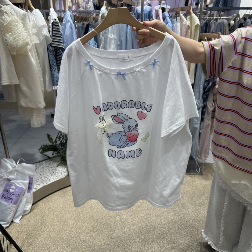 VIRUS韓國東大門代購女裝新款職業推薦時尚26春夏，26夏季T恤兔子VIRUST恤圖色1