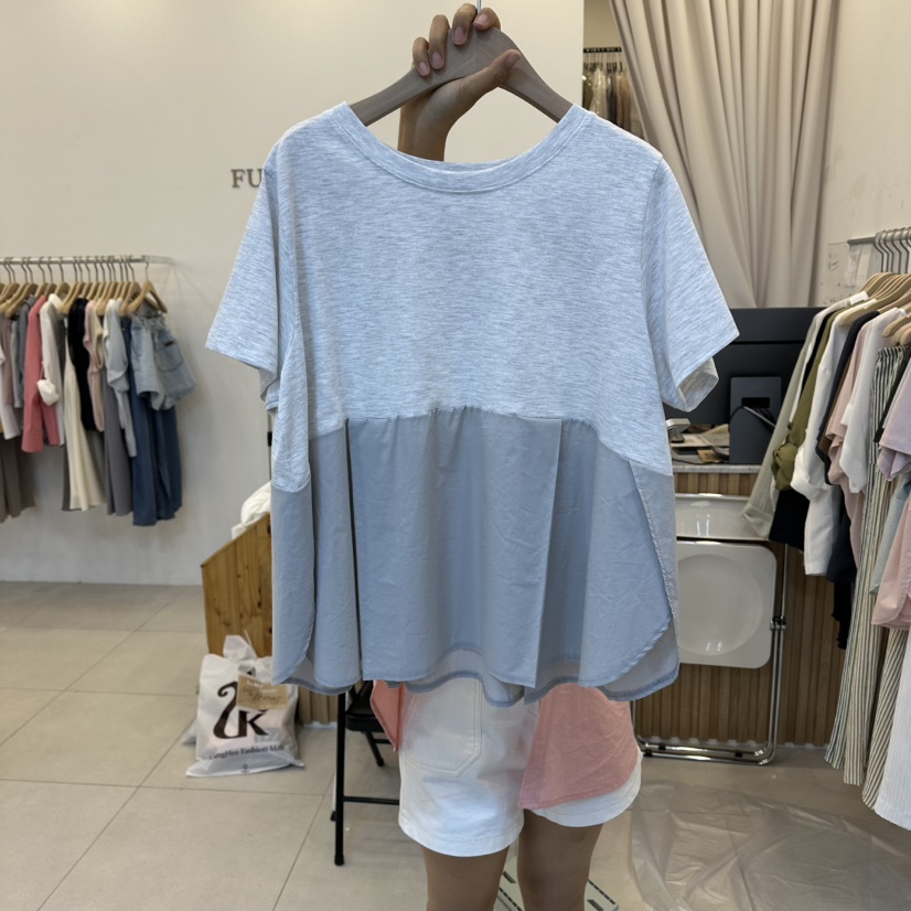 FUNNY POWDER韓國直郵女裝新品職業休閑推薦真品T恤撞色THE FUNNYT恤圖色1