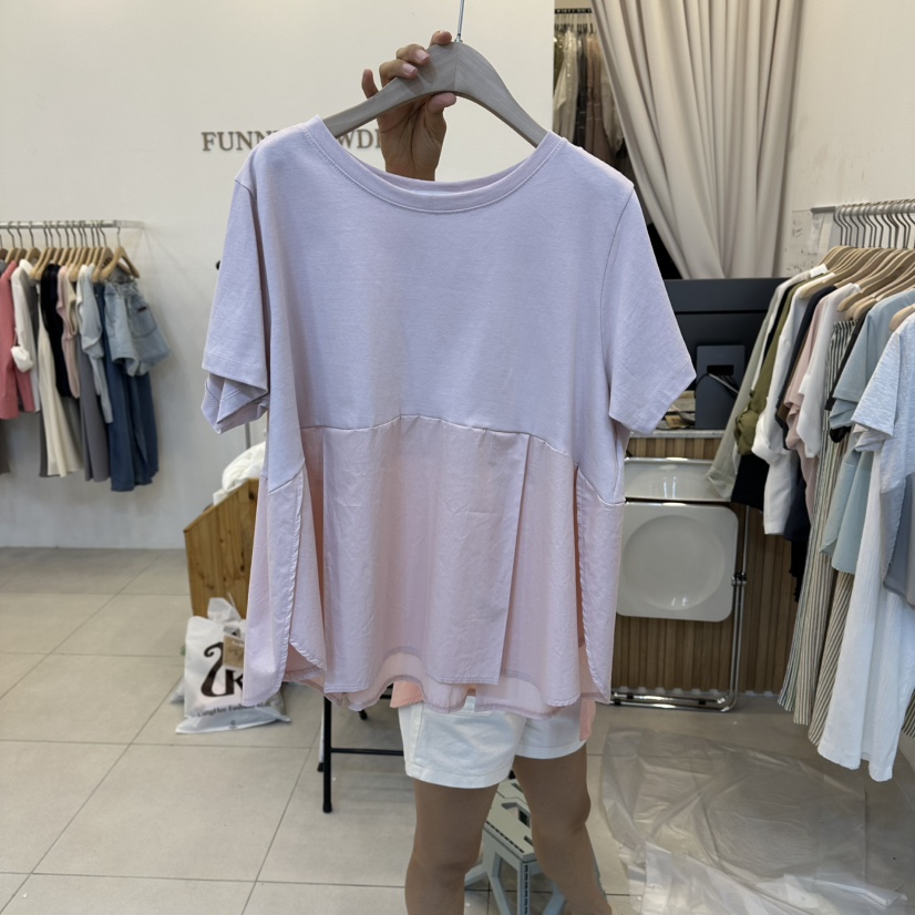 FUNNY POWDER韓國直郵女裝新品職業休閑推薦真品T恤撞色THE FUNNYT恤圖色2