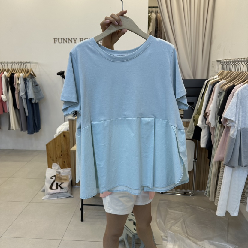 FUNNY POWDER韓國直郵女裝新品職業休閑推薦真品T恤撞色THE FUNNYT恤圖色3